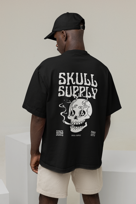 Skull Supply Black Unisex Regular Oversized T-Shirt